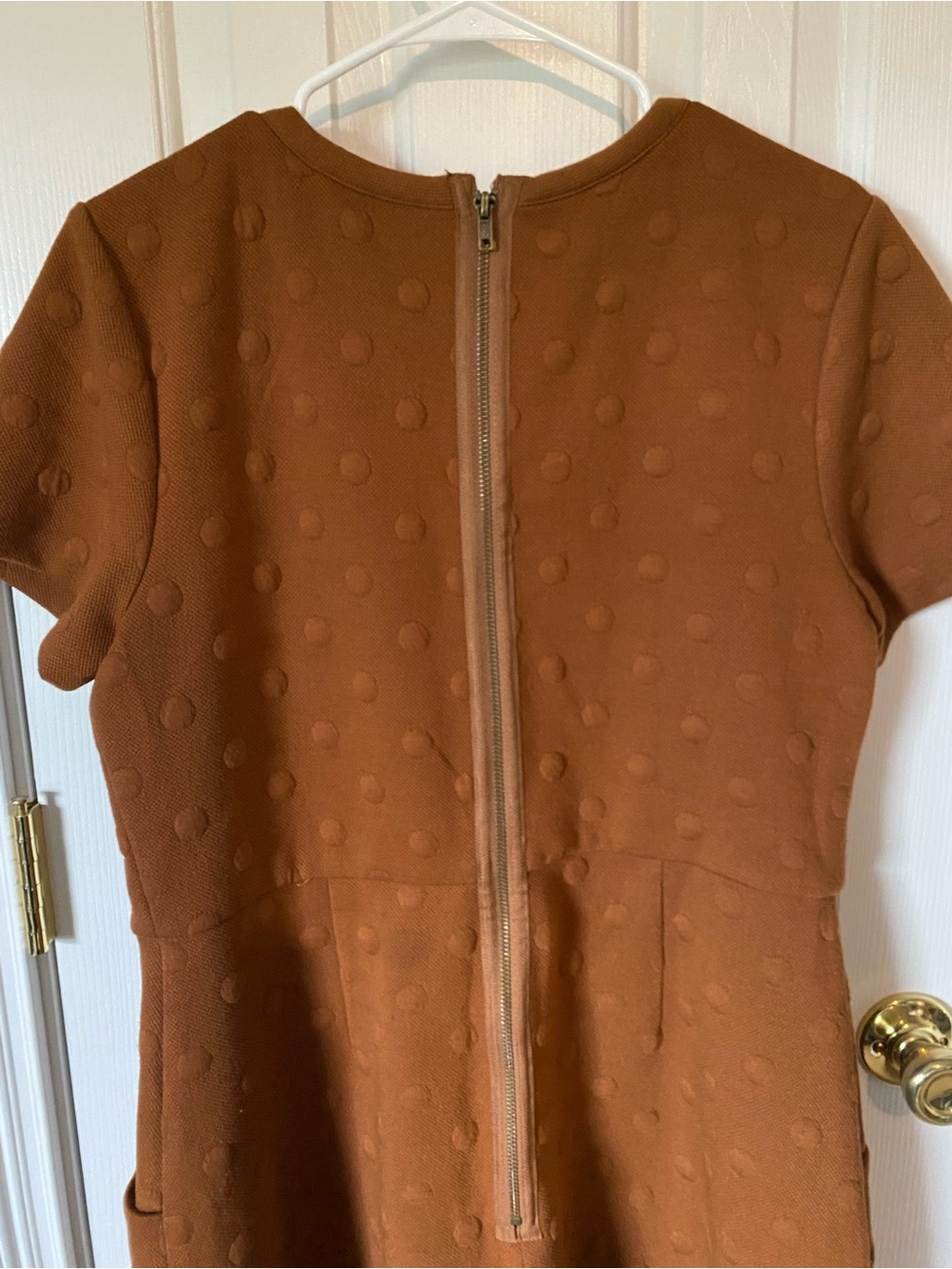 Hutch Rust/Brown Textured Short-Sleeve Shift Dress with Pockets Size XL - Picture 5 of 7
